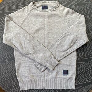 Men’s Goodale 100% Cotton Textured Crewneck Sweater w Elbow Patches Size Small